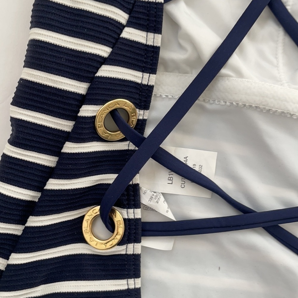 La Blanca Carpri one piece swimsuit Navy stripe US 4 - Picture 5 of 6